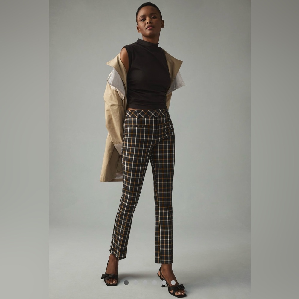 Anthropologie  Maeve Slim Kick-Flare Pants plaid sz 10